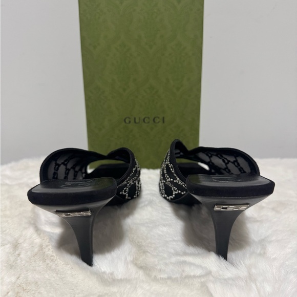 Gucci Black and Silver Women's Heeled Mules - Picture 3 of 6